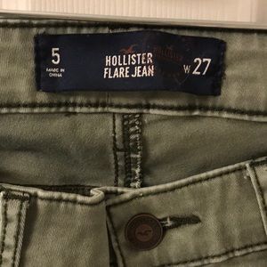 Hollister Army Green Flare Leg Jeans Sz 5 W27